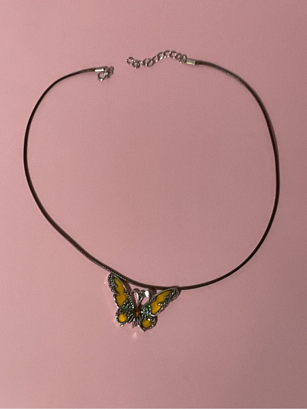 Brown & Orange Butterfly Pendant Necklace - Women Jewelry - Picture 7 of 9